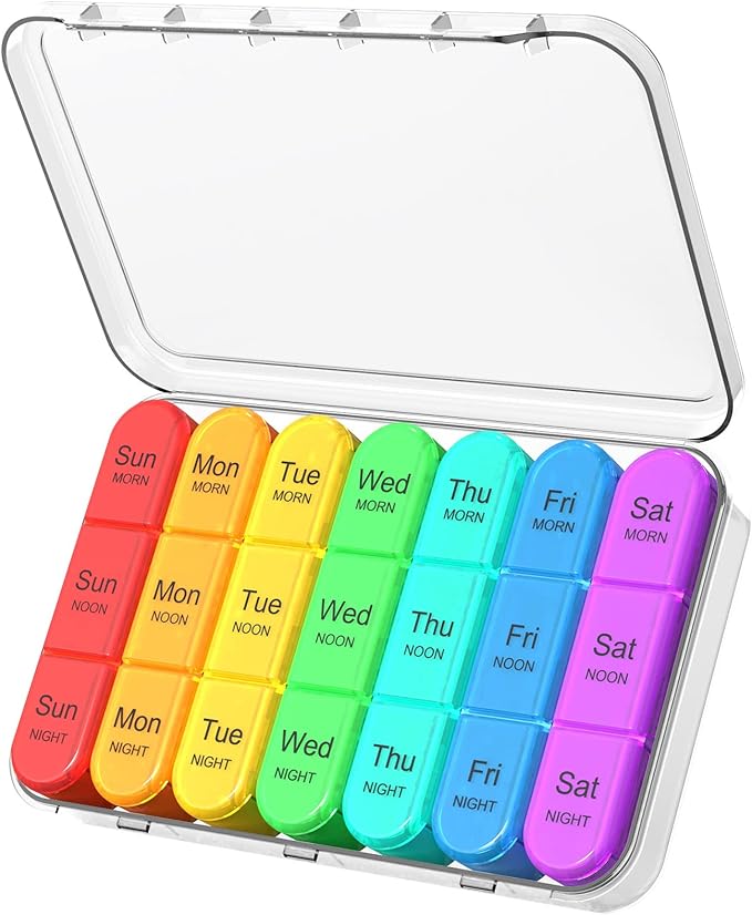 Daviky Pill Organizer 3 Times a Day, Weekly Pill Box 7 Day, Daily Medicine Organizer Case to Hold Vitamins and Medication
