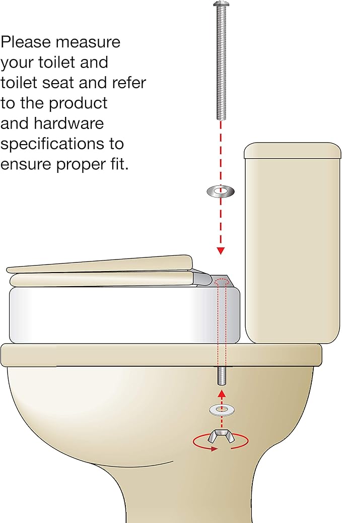 Essential Medical Supply Standard Bowl Round Toilet Seat Riser with 3.5" Rise - 17.5" x 13.5" x 3.5", Elevating and Raising Toilet Seat for Seniors, Adults and The Elderly with 300lb Weight Capacity