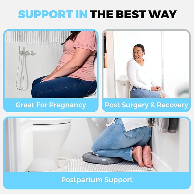 Toilet Lid Back Support Cushion for Seniors, Disabled, Postpartum Mothers, Back Surgery Recovery & Mobility Issues | Water-Resistant, Easy Slip-On, Fits All Round & Oval Toilet Lids
