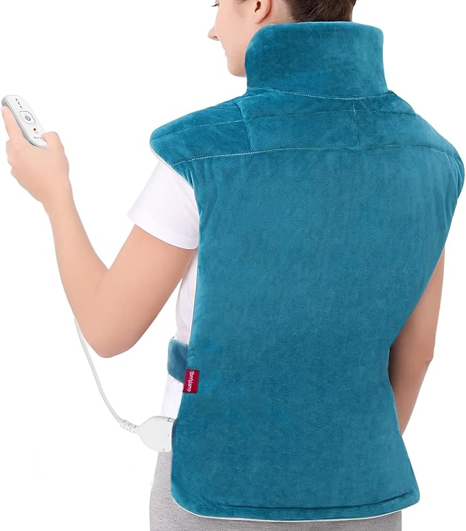 Comfytemp Heating Pad for Back, Neck Shoulder Weighted Design for Snug Fit, 22"x33" FSA Eligible Electric Wearable Throw, 2H Auto-Off, HSA Large Heated Wrap, Machine Washable