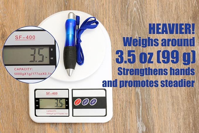 Big Weighted Fat Pens for Parkinsons Patients, Essential Tremors, Arthritis Hand and Low Grip Strength - Heavy Weighted Pen to Help Parkinson's, Carpal Tunnel, Elderly(1 Pack with 4 Ink Refill)