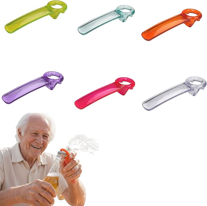 6PC Bulk Rainbow Jar Key & Easy Open Popper Lid Openers — Easy Smooth Grip Can Popper Tool for Children, Elderly, Arthritis or Weak Hands (Transparent Purple,Red,White,Orange,Blue,Green)