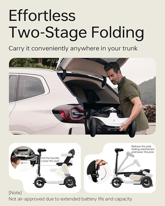 Mobility Scooter for Adult, 25 Miles Endurance Lightweight Mobility Scooter, Folding Mobility Scooters for Adult, Powered Mobility Scooter All Terrain Motorized Scooter Collapsible