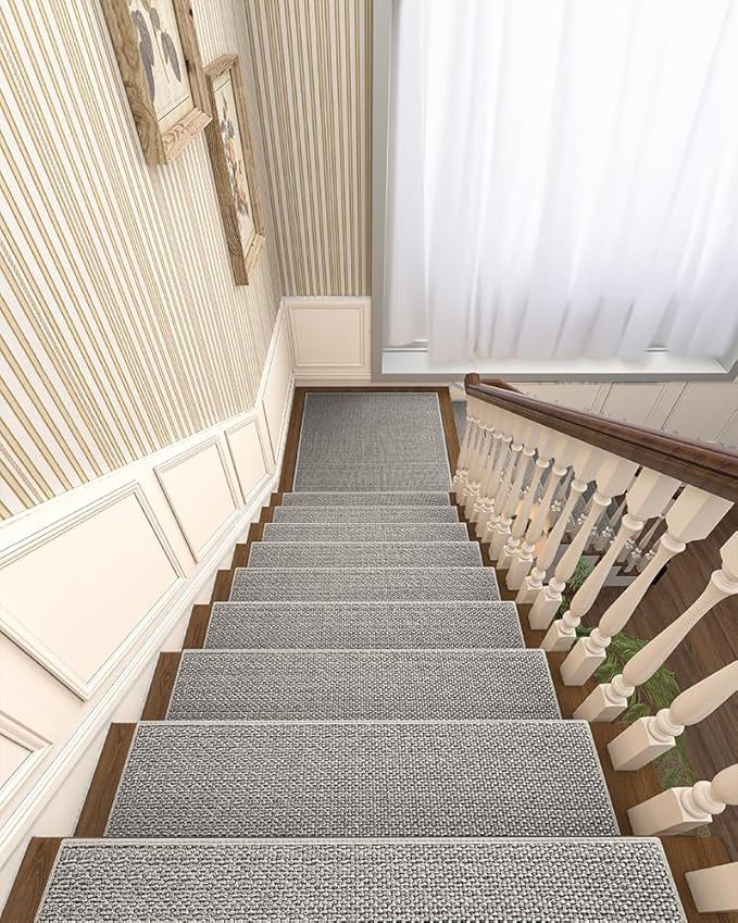 PADOOR Non Slip Stair-Treads Matching-Mat for Wooden Steps, Square Rubber Backing Non Slip Stair Landing Mat 30x30 inch