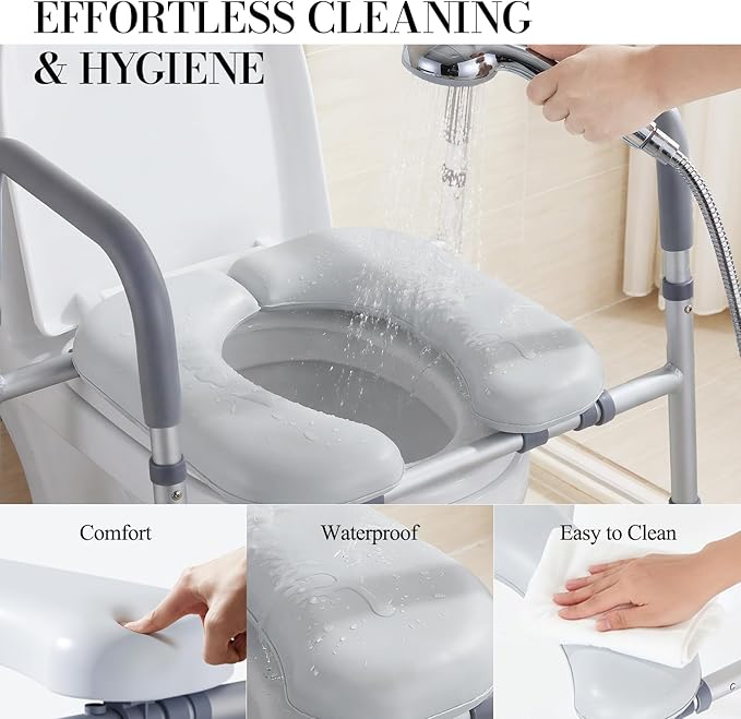 Toilet Seat Risers for Seniors, Raised Toilet Seat with Handles, Adjustable Height & Width, 400 lb Handicap Elevated Toilet Riser Toilet Seats for Pregnant Elderly, Fit Any Toilet