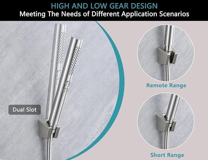 2-in-1 High Pressure Handheld Shower Head Set with Long Hose & Bracket - 2 Function Spray Wand, High Flow RV & Dog Shower Combo in Brushed Nickel