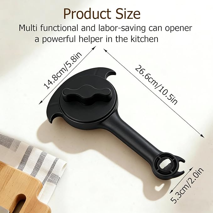 5-in-1 Jar Opener for Seniors,Adjustable Jar Opener with Magnetic Hook and Rubber Jar Openers—A Kitchen Tool Designed Specifically for Seniors and Those with Weak Hands or Arthritis(Black)