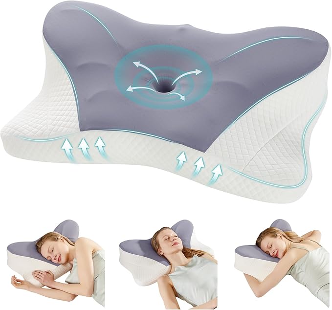OLIXIS Cervical Neck Pillow for Pain Relief, Ergonomic Memory Foam Pillows for Sleeping, Cooling Side Sleeper Pillow for Neck Support, Contour Pillow Orthopedic Bed Pillow for Back Stomach Sleepers