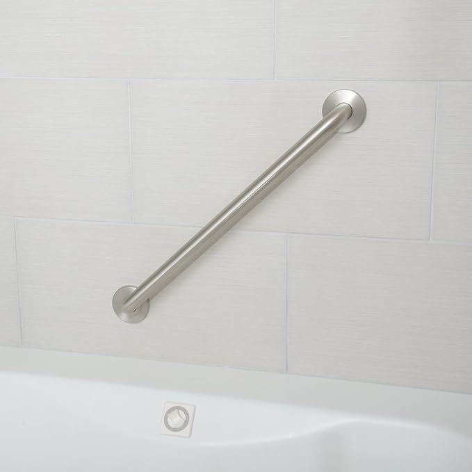Amazon Basics Bathroom Safety Handicap Grab Bar, 16 Inch Length, 1.25 Inch Diameter, Sturdy Support, Holds up to 500LBs, ADA Compliant, Stainless Steel