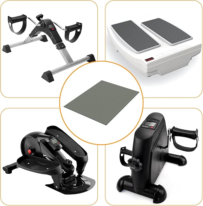 Double Non-Slip Workout Mat for Ellipse Leg Exerciser, Ellipse Machine Mat, Exercise Mat for Under Desk Ellipticals, Suitable for Electric Seated Foot Pedal Exerciser, 23.6" × 19.7"