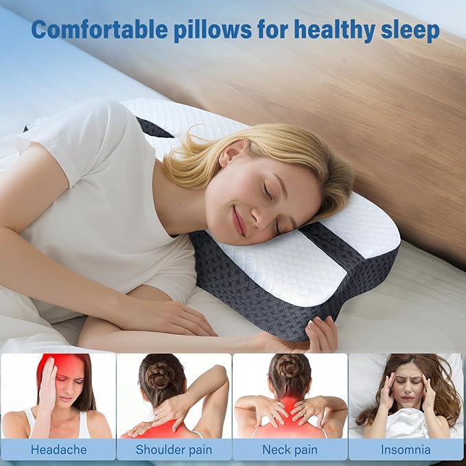 SAHEYER Anti-Snoring Pillow for Side Sleepers, Stop Snore Aid with Memory Foam, Orthopedic Pillow for Sleeper, Snoring Solution and Remedy, Anti-Snore Devices, Grey