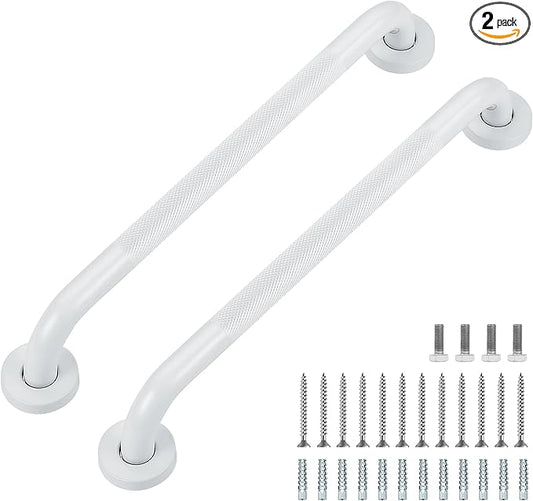 Grab Bars for Shower, 2 Pack 18-Inch Anti Slip Shower Handles for Elderly, Safety Shower Grab Bar, Stainless Steel Handicap Grab Bars for Bathroom (White 1" Diameter)