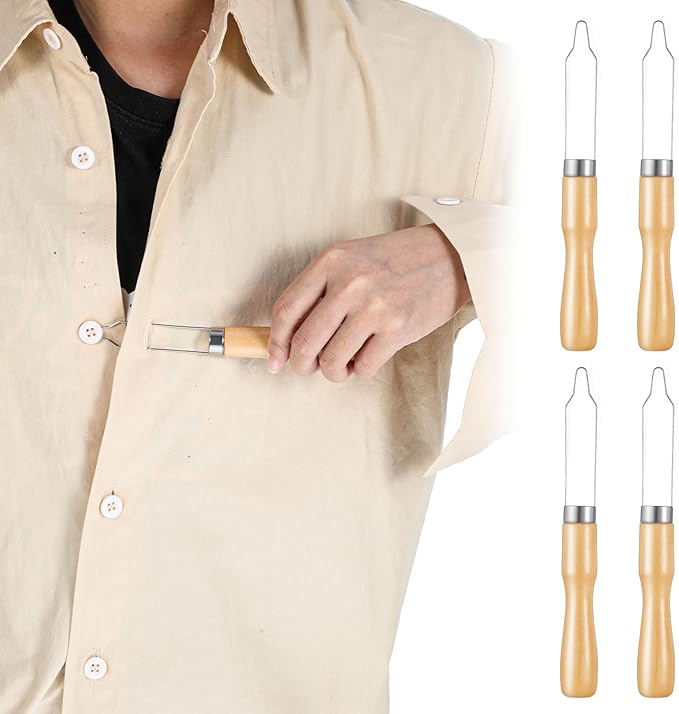 4 Pack Button Assist Device Helper Tool, Easy One Handed Button Hook One Handed with Easy-Grip Wooden for Clothing Shirts Wedding Dresses Pant Elderly Seniors Limited Dexterity