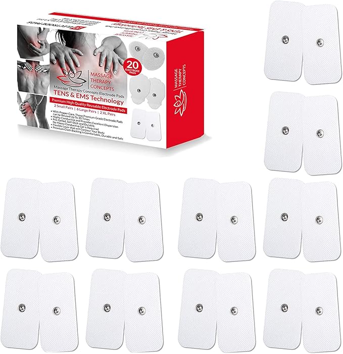 TENS Unit Electrodes - Snap Electrode Pads for TENS Massage EMS - Self Adhesive Reusable up to 30... (X-Large)