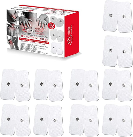 TENS Unit Electrodes - Snap Electrode Pads for TENS Massage EMS - Self Adhesive Reusable up to 30... (X-Large)