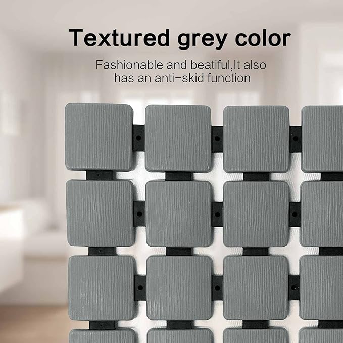 BEMISO Shower Mat Non Slip Bathtub Mat with Suction Cups and Drain Holes Bath mat for tub 33.4 x 15.7 Inch Large Size