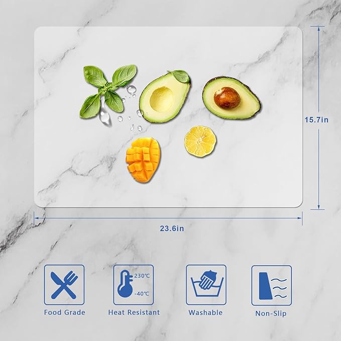 Silicone Mats for Kitchen Counter, Large Silicone Countertop Protector 23.6" by 15.7", Nonskid Heat Resistant Desk Saver Pad, Multipurpose Mat, Placemat (Translucent, 1PCS)