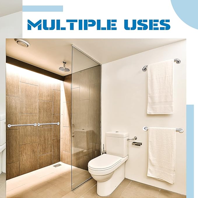 Blulu 2 Set Shower Grab Bar Stainless Steel Bathroom Grab Bar Handle Anti Slip Heavy Duty Bathtub Handle Support Balance Hand Rails for Bathroom Elderly Handicap Senior Pregnant (20 Inch)