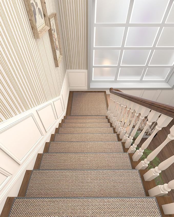 PADOOR Non Slip Stair-Treads Matching-Mat for Wooden Steps, Square Rubber Backing Non Slip Stair Landing Mat 30x30 inch