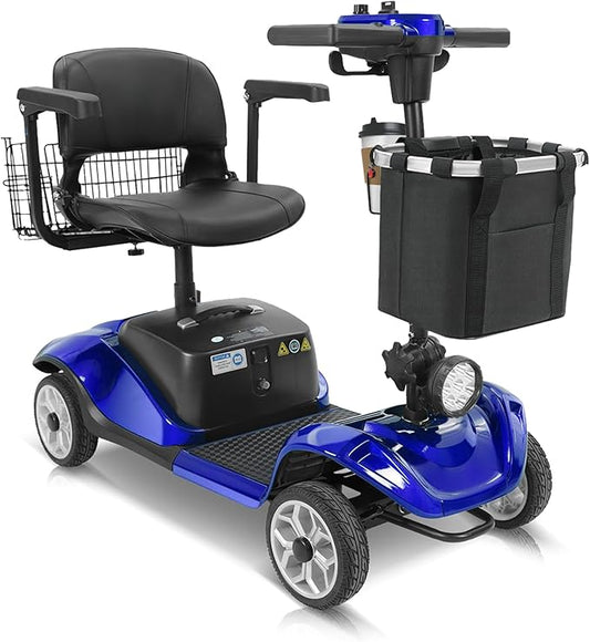 Mobility Scooter for Seniors/Adults, up to 300lbs Capacity, 4 Wheel Heavy Duty Mobility Scooters with 15 Miles 350W 5MPH，Front Basket, Adjustable Seat, LED Headlights