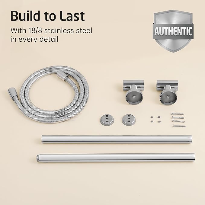 KES 30-Inch Shower Slide Bar with High Pressure 9 Functions Adjustable Handheld Shower Head & 59-Inch Hose, Built-in Power Wash to Clean Tub Tile & Pet, Wall Mount Polished Finish 18/8 Stainless Steel