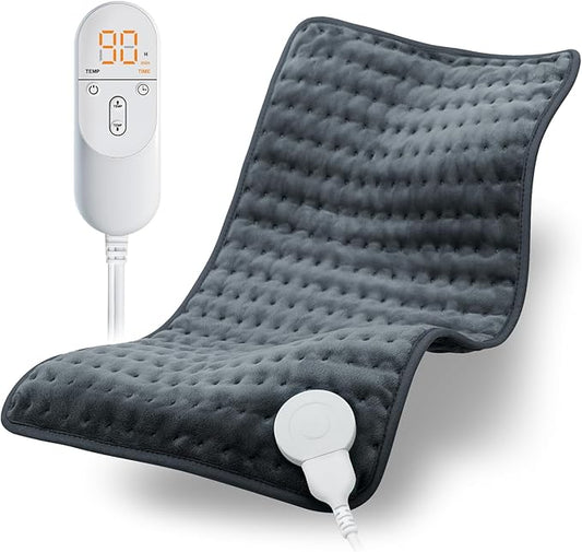 Heating Pad for Back, Electric Heating Pads for Cramps/Abdomen/Waist/Shoulder with 6 Heat Settings and Auto-Off, Moist/Dry Heat pad, Mothers Day Gifts for Mom Women Wife Grandma, 12" x 24"(Dark Gray)