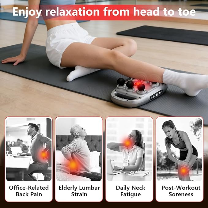 6 Head Massage Gun for Deep Tissue - 9Levels & 9Modes Electric Massagers.This Powerful Massage Tools Provide Effective Pain Relief to the Back,Legs,Waist.It's an Ideal Gift for Family and Friends.