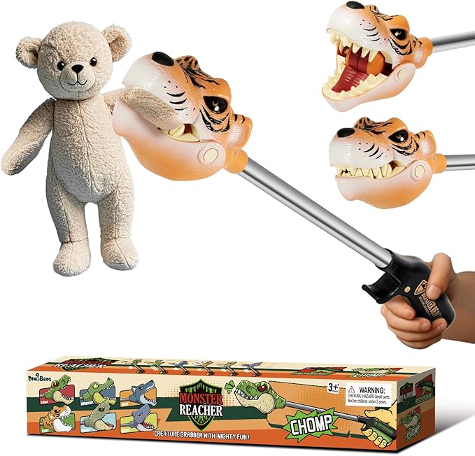 DINOBROS Tiger Grabber Toys Pincher Snapper Chomper Monster Reacher Robot Hand Animal Toy for Kids