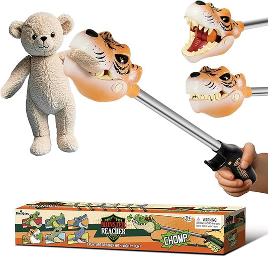 DINOBROS Tiger Grabber Toys Pincher Snapper Chomper Monster Reacher Robot Hand Animal Toy for Kids
