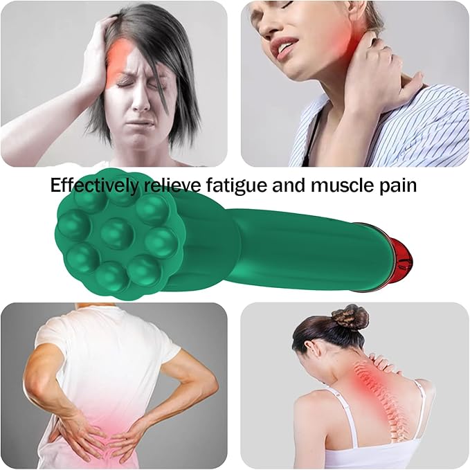 Handheld Mini Massager, Waterproof Soft Silicone, for Head, Face, Neck, Shoulder & Back, Full Body Muscle Pain Relief, USB Rechargeable with 10 Adjustable Speed Modes, Green