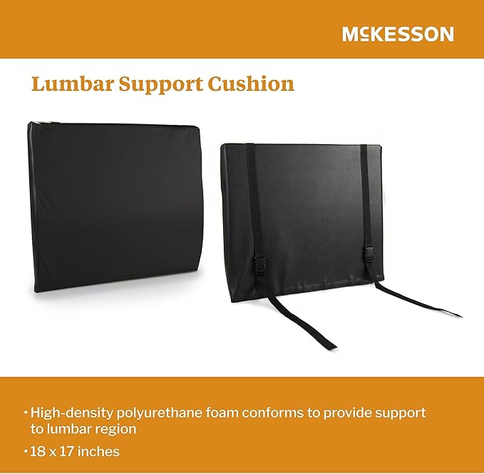 McKesson Back Support Cushion for Wheelchairs and Office Chair, Lumbar Support, Foam, 18 in x 17 in, 4 Count