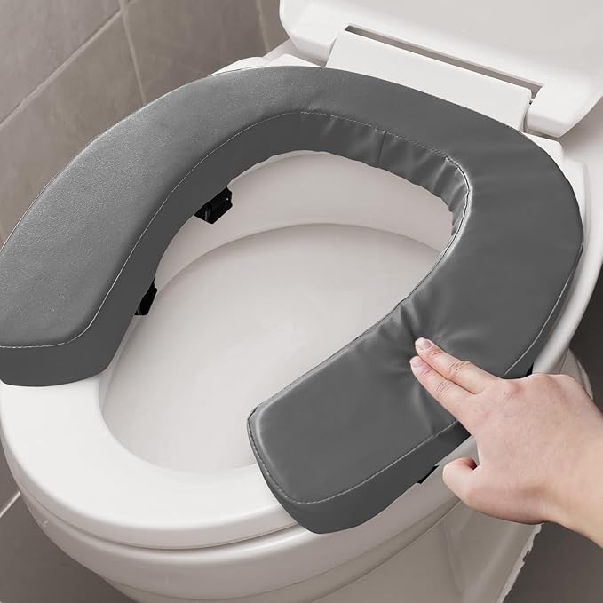 Toilet Seat Cushion with 2-inch High-Density Foam,Toilet Seat Riser-Suitable for Standard,Elongated Toilet Seats Commode Chairs Raised Toilet Seats(Grey)
