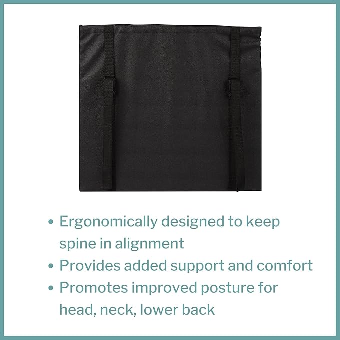 McKesson Foam Back Support Cushion for Wheelchairs, Black, 20 in 18 in (W x D), 1 Count
