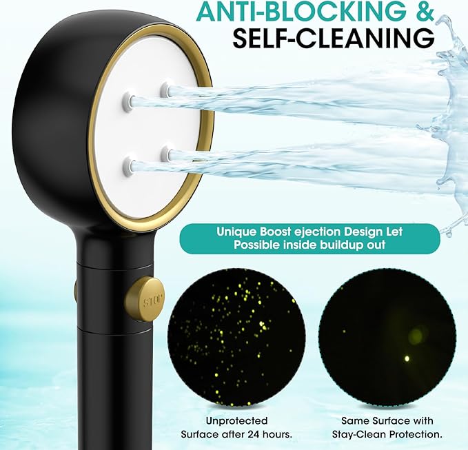 Latest High Pressure Filtered Shower Head With Handheld With 360° Rotating Panel,5 Spray Modes,Anti-Clog Nozzles,Hard Water Filter,59" Stainless Steel Hose&Adjustable Zinc Alloy Bracket,For Families