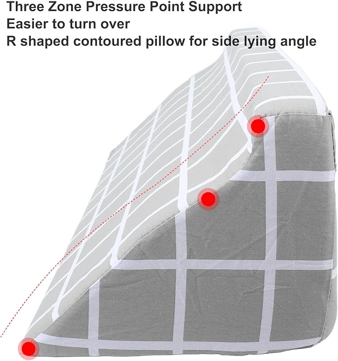 Wedge Pillow for Sleeping, Bed Wedge Pillow with High Density Foam, Triangle Pillow Wedge, Elevated Body Pillow for Back Support, Wedge Pillow for Back, Leg and Knee Support