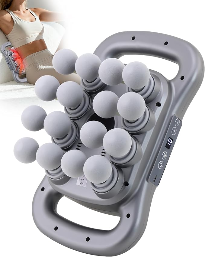 UFFAE 16-Head Massage Gun, Deep Tissue Percussion Massager with 9 Modes & 9 Intensities, 2600mAh Battery Back Bassager for Pain Relief Deep Tissue for Muscle Pain Relief in Back, Legs, Shoulders