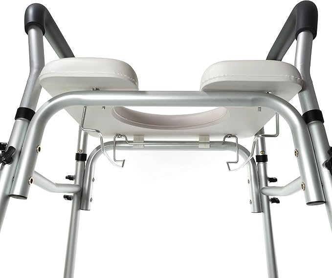 PATSONᵀᴹ Stand Alone Raised Toilet Seat with Padded Handles and Adjustable Legs - Raised Commode for Elderly - 400lb - Fits Directly Over Your Existing Toilet. No Tools Required.
