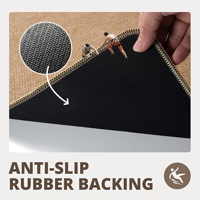 Bathroom Rugs Sets 2 Piece, Thin Bath Mat & U-Shaped Contour Toilet Rug Absorbent Quick Dry, Machine Washable, Non Slip Low Pile Bath Mats for Bathroom/Tub/Sink/Shower (30"x20" Plus 24"x20" U, Khaki)