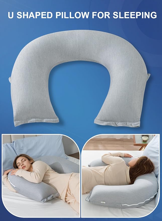 INSEN Reading Pillow, Back Pillow for Sitting in Bed for Reading, Nurse & Relax, Reading Pillow for Adults, Moms & Kids, Sit Up Pillow for Bed, Cooling Stripe, Grey