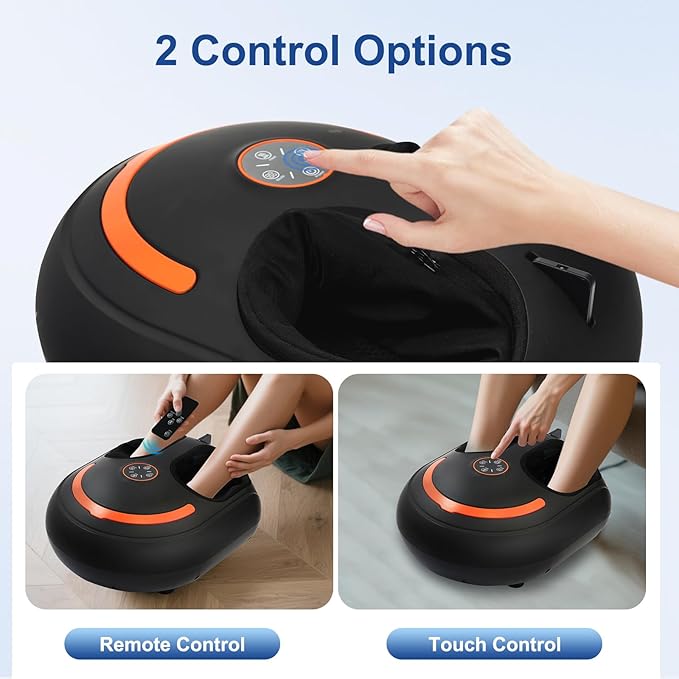 Shiatsu Foot Massager Electric Feet Massage Machine Deep Kneading Relief for Plantar Fasciitis Air Compression, 3 Heat Levels Relax for Home Office Use Gifts for Women Mom Dad Black Mothers Day Gifts