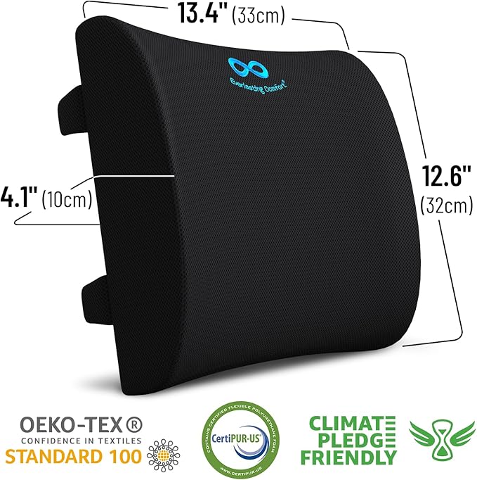 Everlasting Comfort Lumbar Support Pillow & Wheelchair Cushion Bundle - Office Chair Back Support Improves Posture, Eases Back Pain - Ventilated Gel Seat Cushion for Chair, Seniors, & Adults
