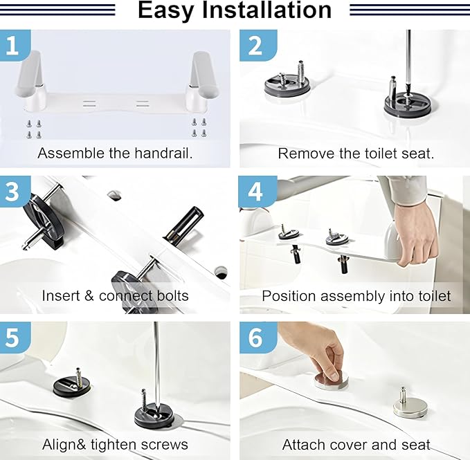 Toilet Safety Rails for Seniors with Flip-Up Armrests, Heavy Duty Toilet Support Rails with Rise-up Handle for Elderly, Disabled, Handicapped, Pregnant or Mobility Assistance, Fits Most Toilets