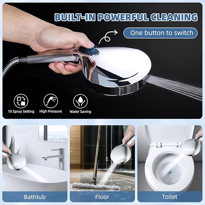 iFealClear Metal Rain Filtered Shower Head, 10” High Pressure Rainfall Shower Head with Handheld Spray, 5“ Handheld Powerful Wash 10-Mode, 16" Adjustable Extension Arm, 20-Stage Shower Filters, Chrome