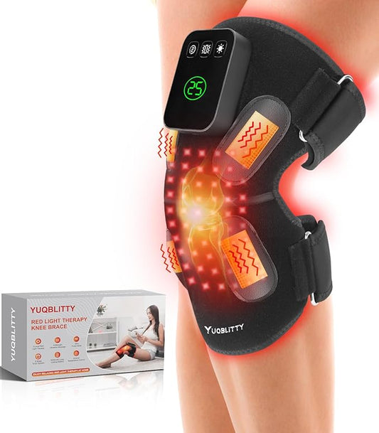 Upgraded Red Light Knee Massage Brace with 360° Vibration, Cordless 850nm Infrared Knee Therapy Devices Pain Relief, 5000mAh Red Light Therapy Wrap with Timer for Body Relaxation, Xmas Gifts