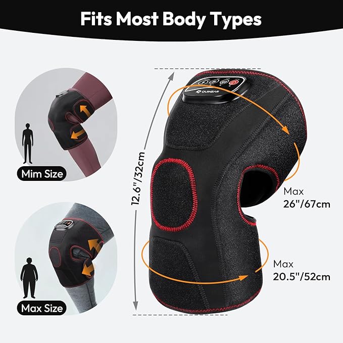 QUINEAR Air Compression Knee Massager with Heat, Knee Brace Wrap for Arthritis Pain Relief, Heating Pad for Knee for Circulation and Pain Relief,3 Modes & 3 Intensities