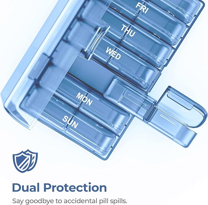 AUVON XL Weekly Pill Organizer 2 Times a Day, AM PM Pill Case with One-Side Large Opening for Easy to Use, Pill Box 7 Day Travel Medication Organizer for Medications, Vitamins, Fish Oils, Supplements