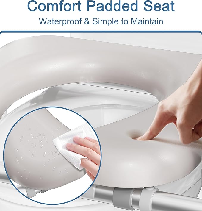 Soundfuse Toilet Seat Riser for Seniors, Raised Toilet Seat with Handles, Adjustable Height & Width, 400lb Handicap Elevated Toilet Seat, Fit Any Toilet