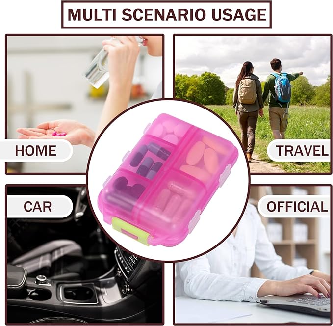 4PCS Travel Pill Organizer Portable Pocket Pill Case Small Pill Box for Purse Medicine Organizer Have 10 Compartments Storage Vitamin Fish Oil by INVODA (4 Pack+Lables)
