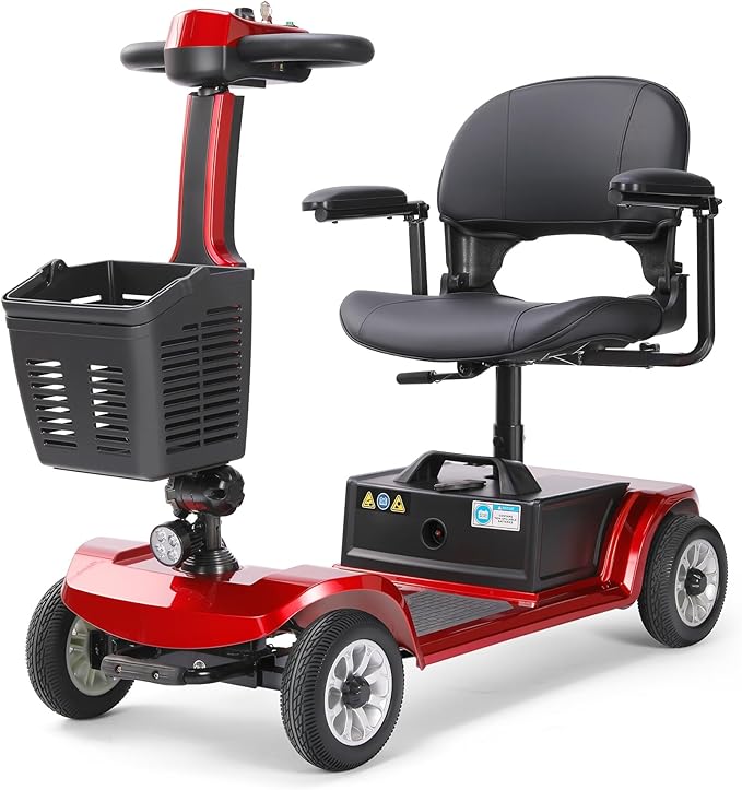 Foldable Mobility Scooter for Seniors - 418 LBS Weight Capacity, Tight Turning Radius, Easy to Use & Fold, Fits in Car Trunk, 21.7-Mile Range, 360° Seat