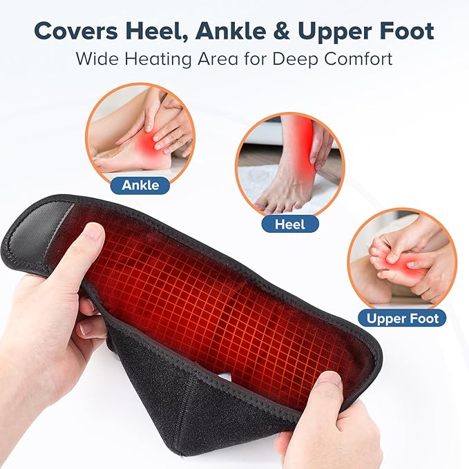 Cordless Foot Massager for Neuropathy, Foot Renew Massager, Ankle Massager for Pain Relief, HSA Eligible FSA, Ankle Heating Pad with Massage, Foot Heating Pad, Black